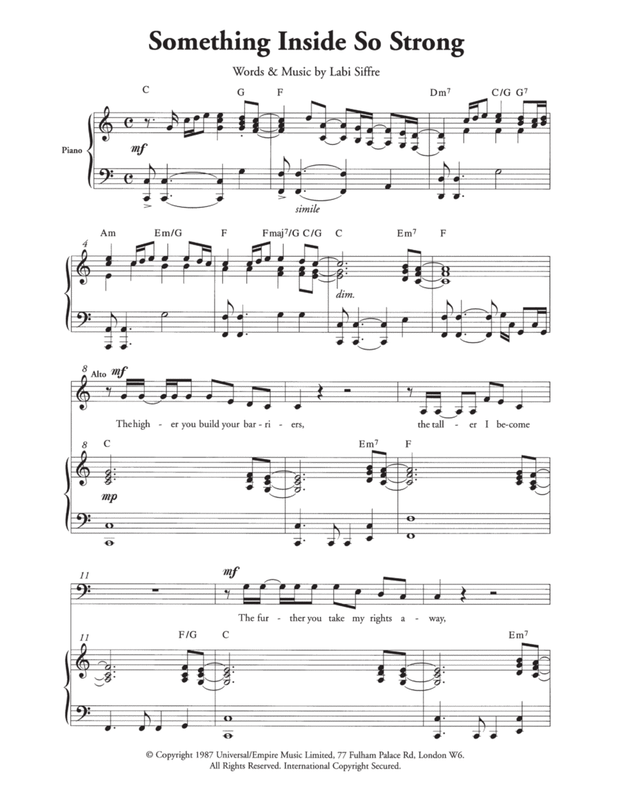 (Something Inside) So Strong (Arr. Berty Rice) Choir scores gallery preview page 1