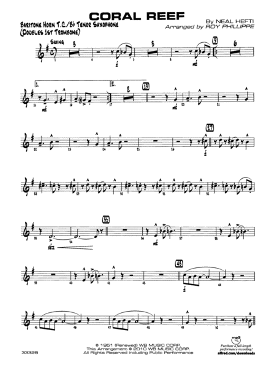 Coral Reef: Baritone T.C. Jazz Ensemble scores gallery preview page 1
