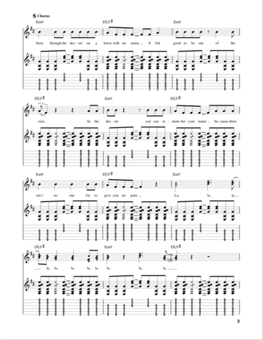 A Horse With No Name Electric Guitar scores gallery preview page 3