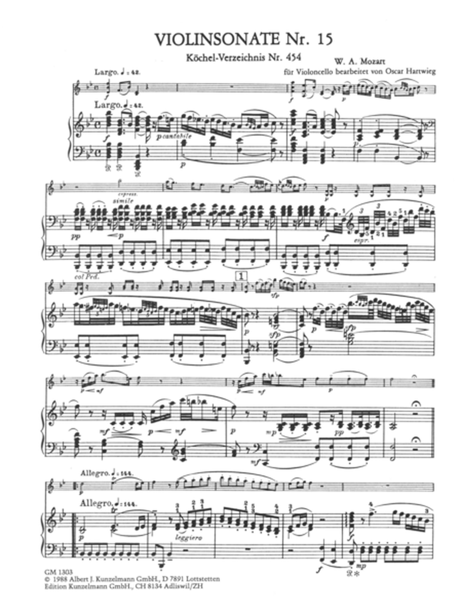 Violin sonata no. 15 for cello
