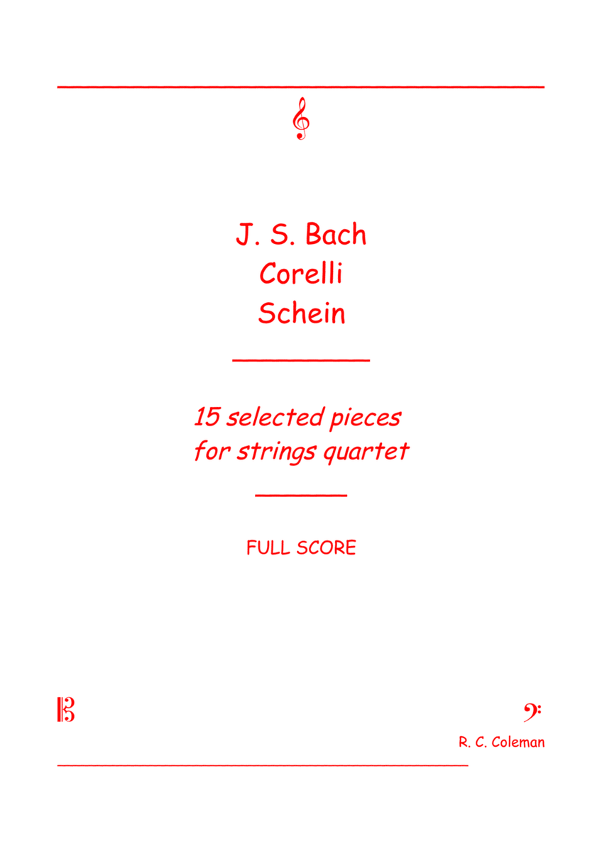 J. S. Bach Corelli Schein 15 selected pieces for strings quartet image number null