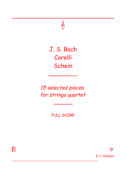 J. S. Bach Corelli Schein 15 selected pieces for strings quartet image number null