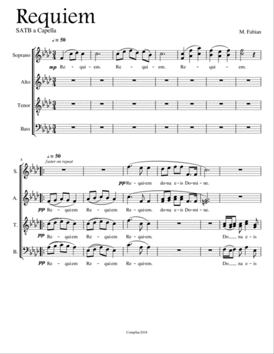 Requiem (SATB a Cappella) 4-Part scores gallery preview page 1