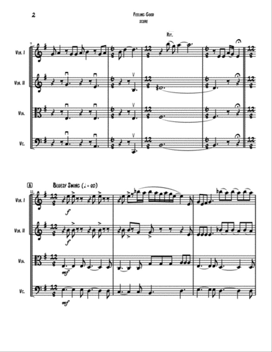 Feeling Good String Quartet scores gallery preview page 3