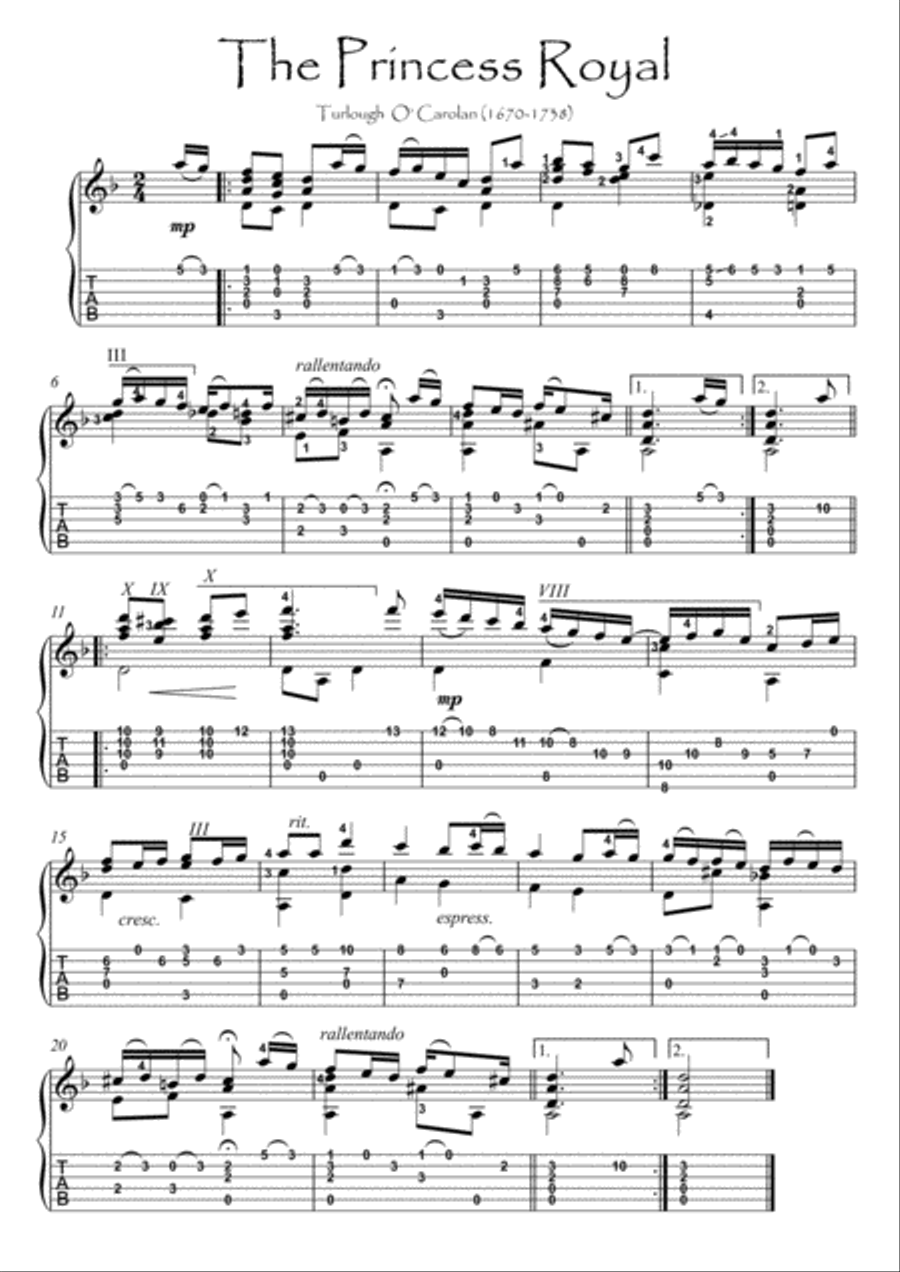 Classical Guitar Anthology by Turlough O Carolan with tablature Acoustic Guitar scores gallery preview page 4