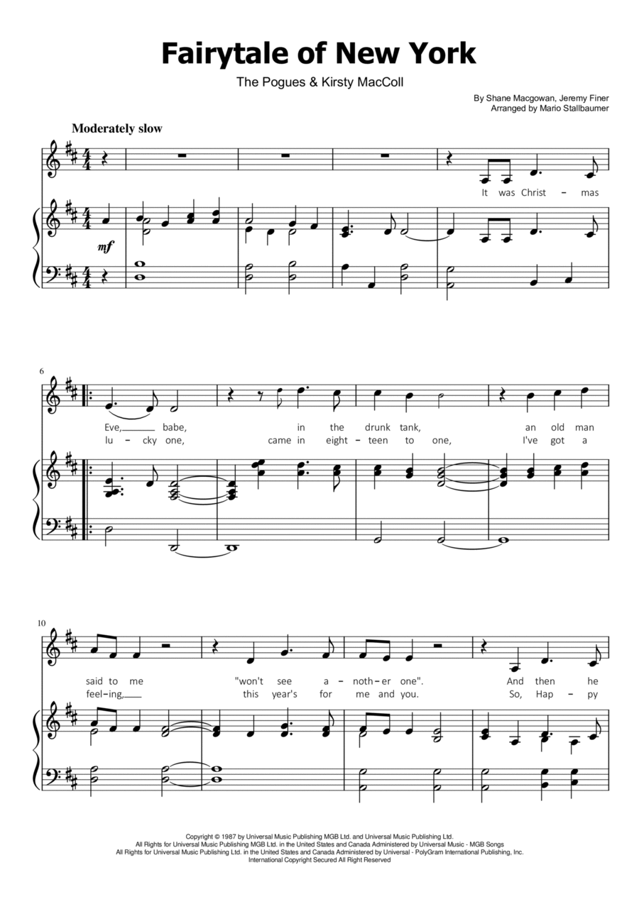 Fairytale Of New York Voice scores gallery preview page 1