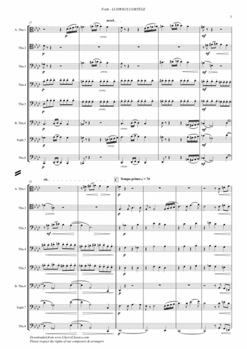 Ludwig's Cortege for 8-part Low Brass Ensemble