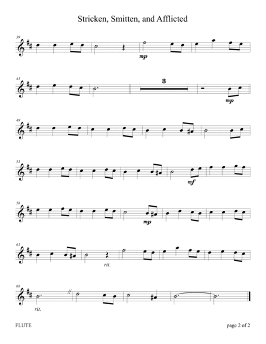 Stricken, Smitten, and Afflicted (for Flute and/or Violin Duet with Piano accompaniment) Flute scores gallery preview page 4