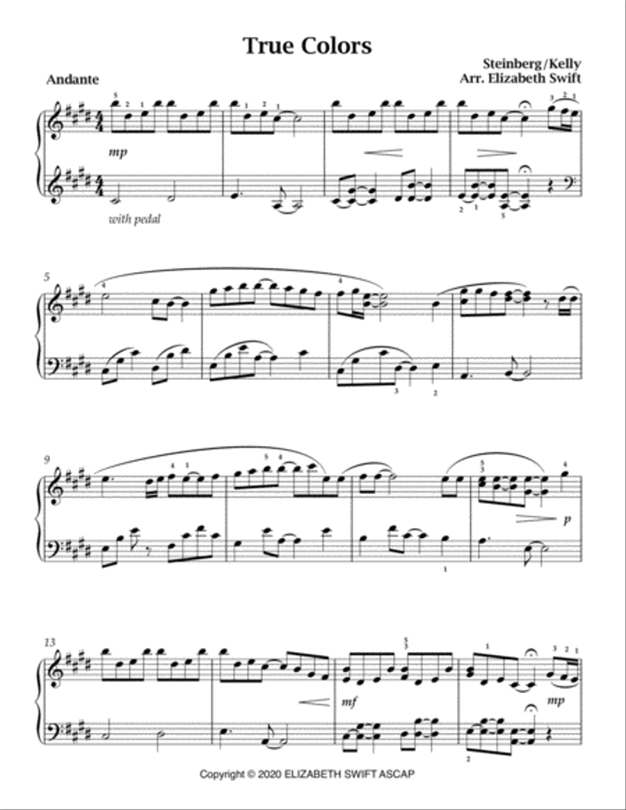 True Colors Piano Solo scores gallery preview page 2