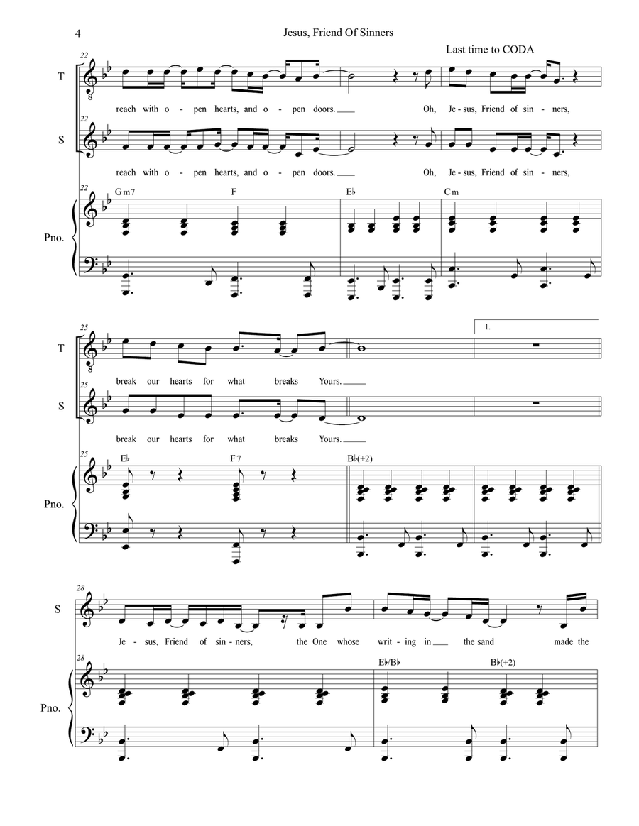 Jesus, Friend Of Sinners Jesus, Friend Of Sinners Tenor Voice scores gallery preview page 4