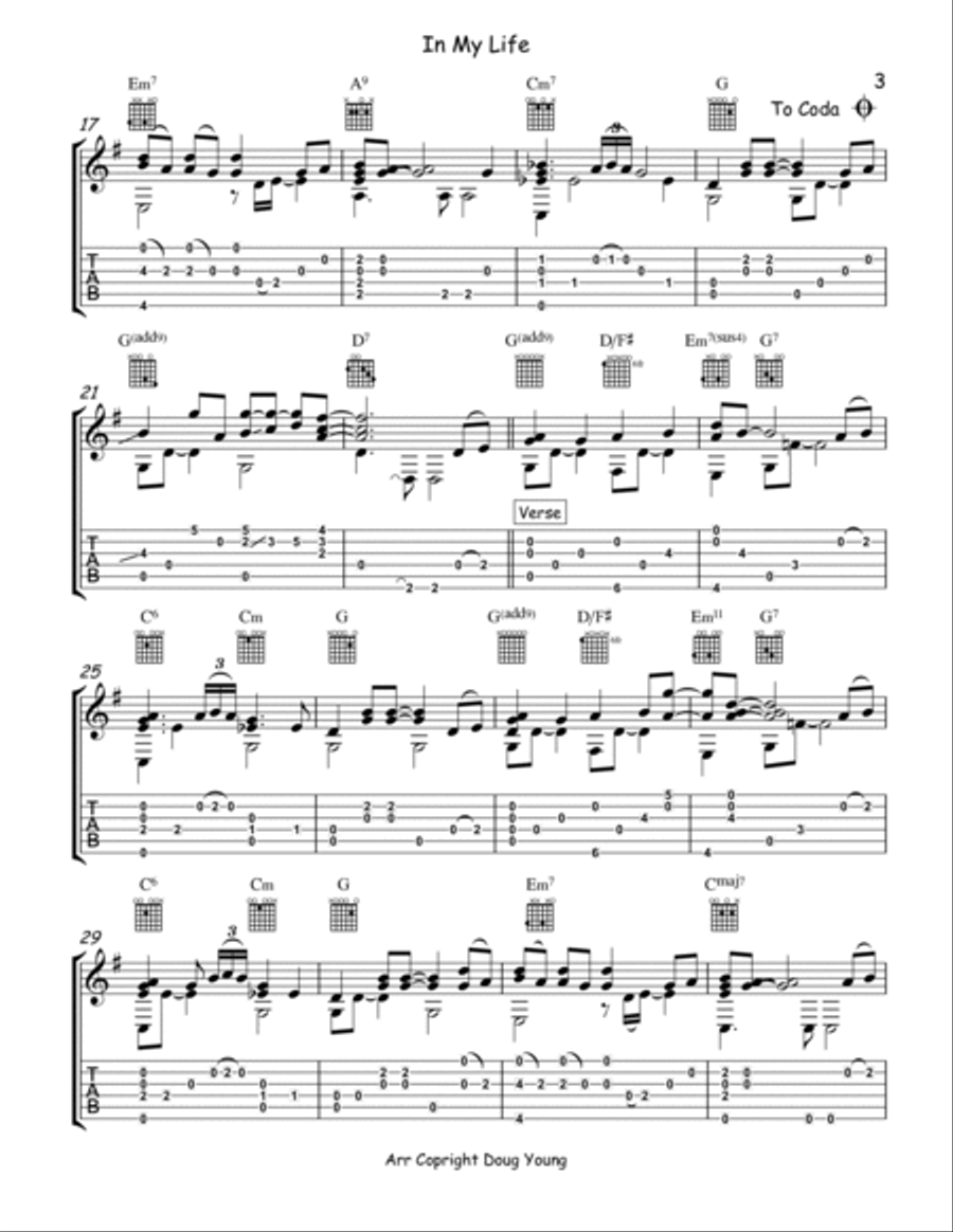 In My Life Guitar Tablature scores gallery preview page 3
