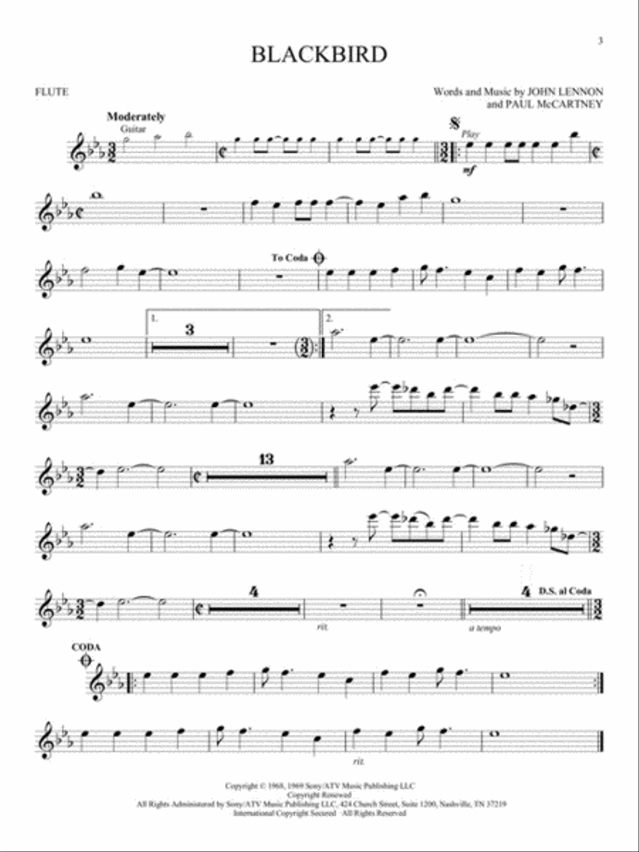 The Beatles – Instrumental Play-Along Flute Solo scores gallery preview page 4
