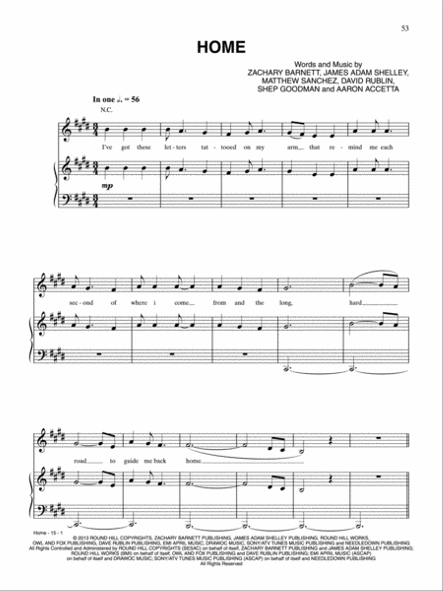Home Home Piano, Vocal, Guitar scores gallery preview page 1
