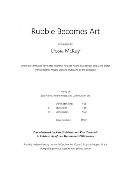 Rubble Becomes Art for Mezzo-Soprano and Piano