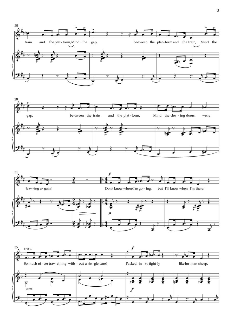 Mind the Gap! (unison voices and piano) Unison Choir scores gallery preview page 3