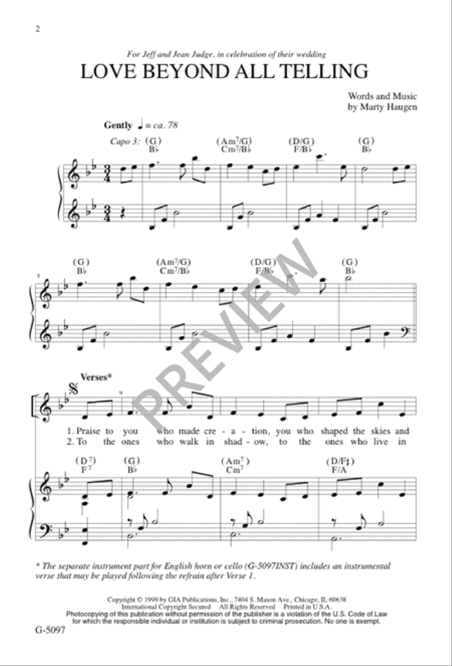 Love beyond All Telling Love beyond All Telling Unison Choir scores gallery preview page 1