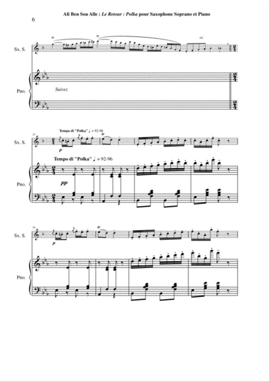 Ali Ben Sou Alle: Le Retour : Polka for soprano saxophone and piano Soprano Saxophone scores gallery preview page 6