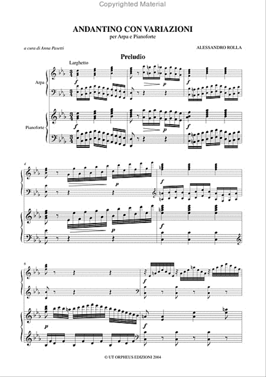 Andantino with Variations for Harp and Piano (Violin and Harp) Harp scores gallery preview page 2