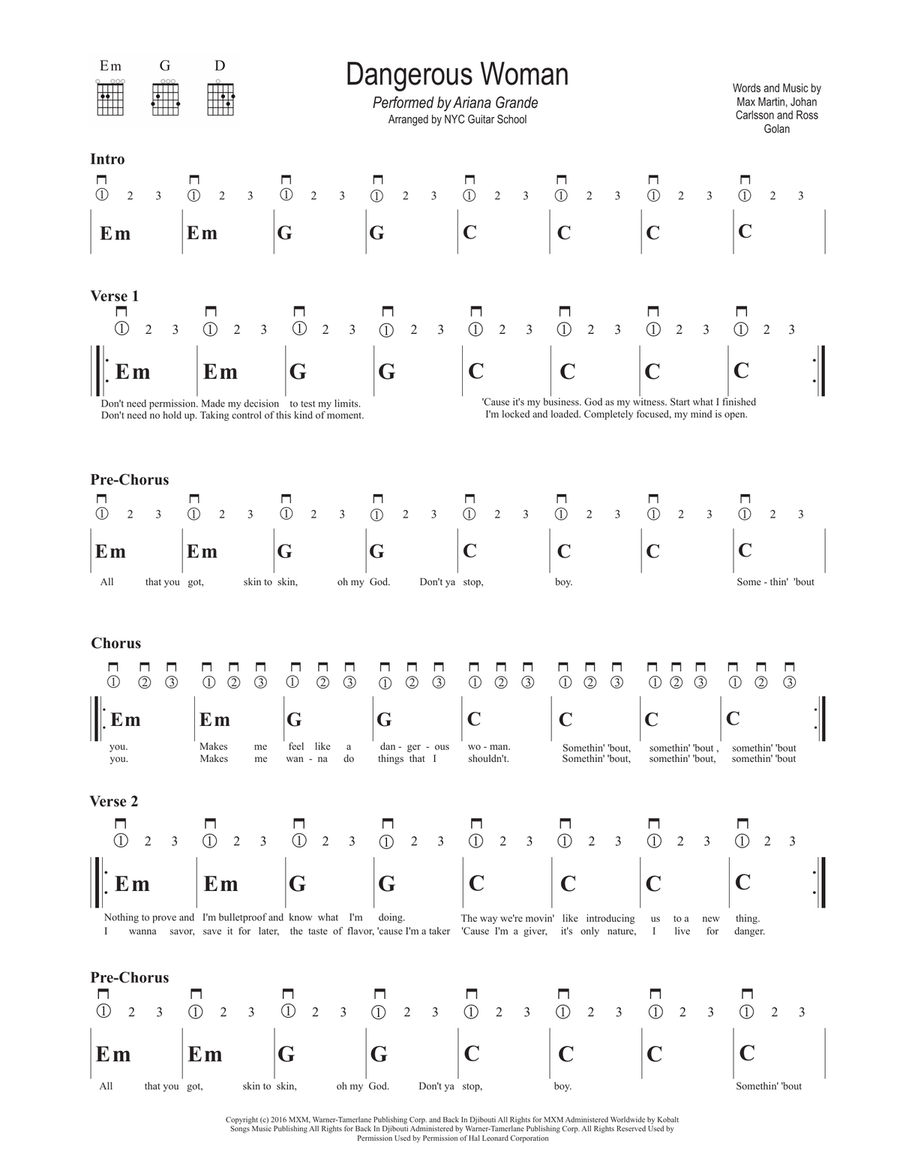 Dangerous Woman Acoustic Guitar scores gallery preview page 1