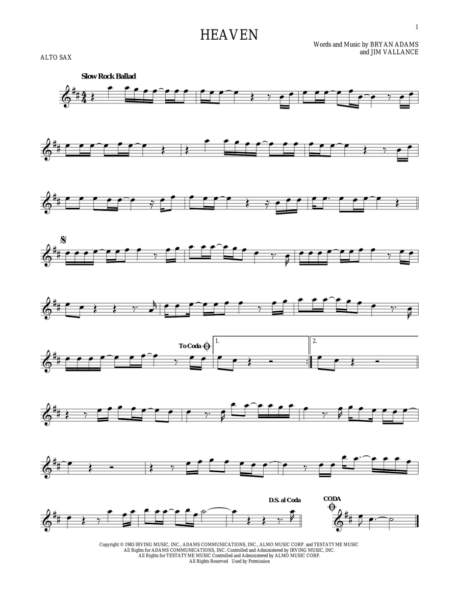 Heaven Alto Saxophone scores gallery preview page 1