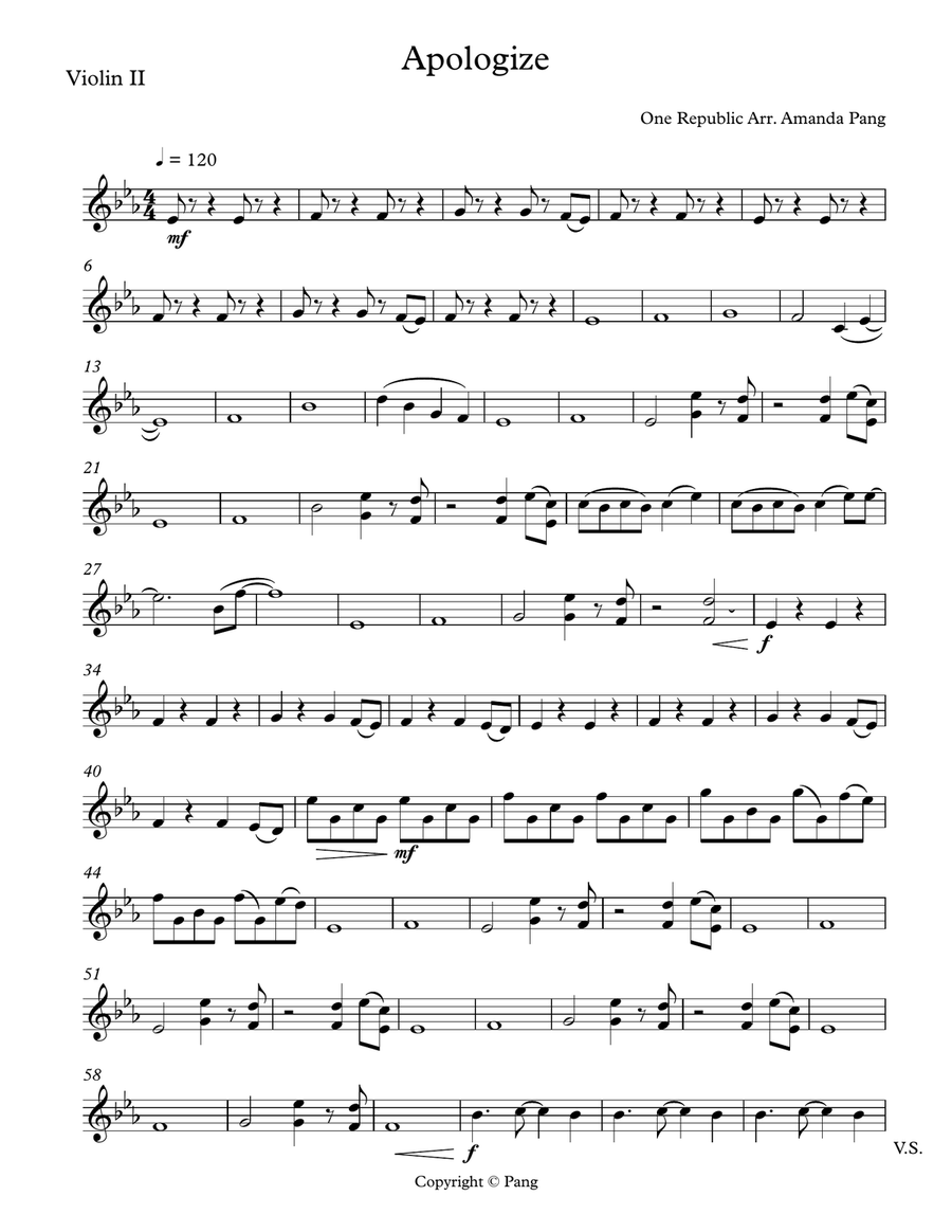 Apologize String Quartet scores gallery preview page 3