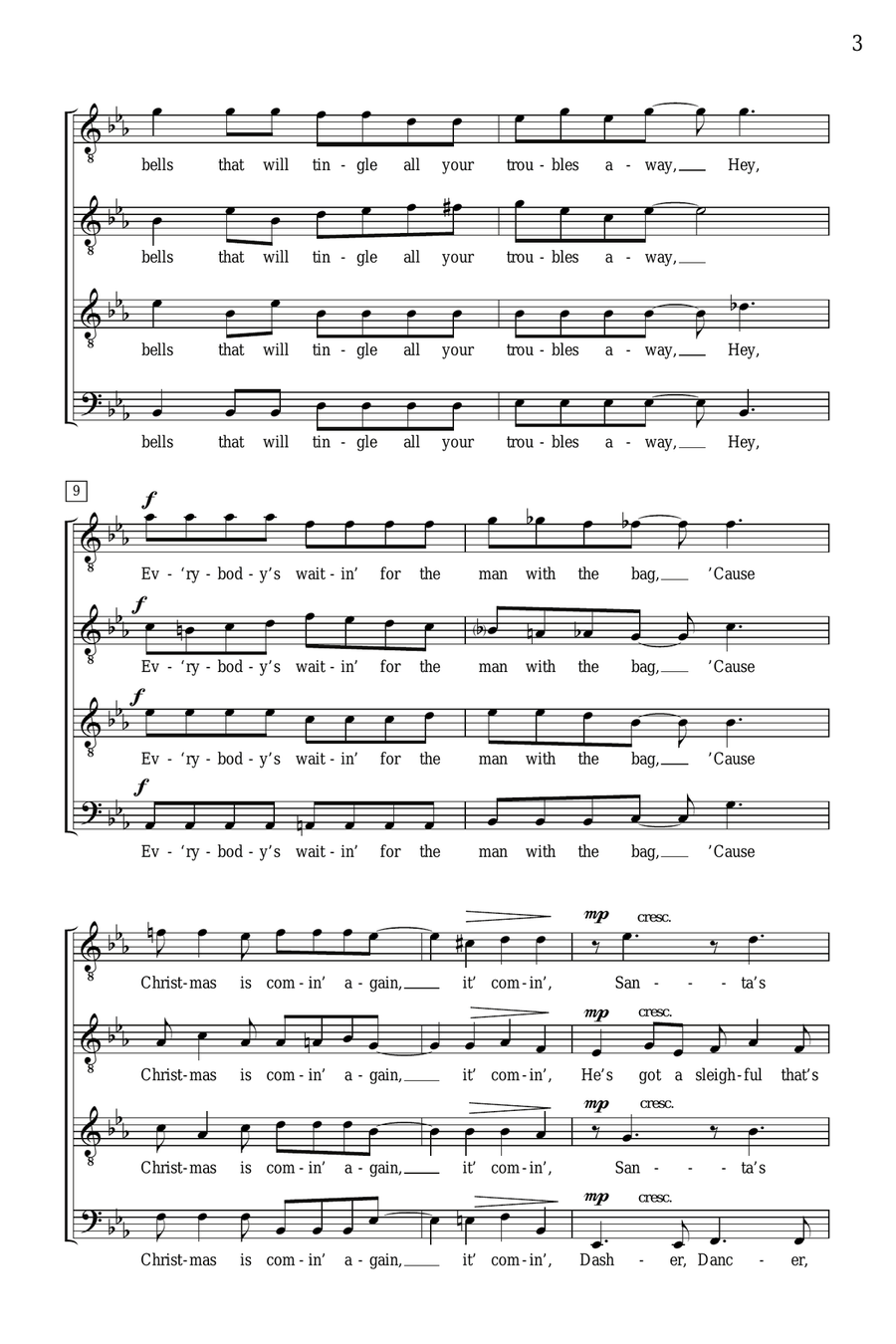 (Everybody's Waitin' For) The Man With The Bag (arr. Deke Sharon) TTBB scores gallery preview page 2