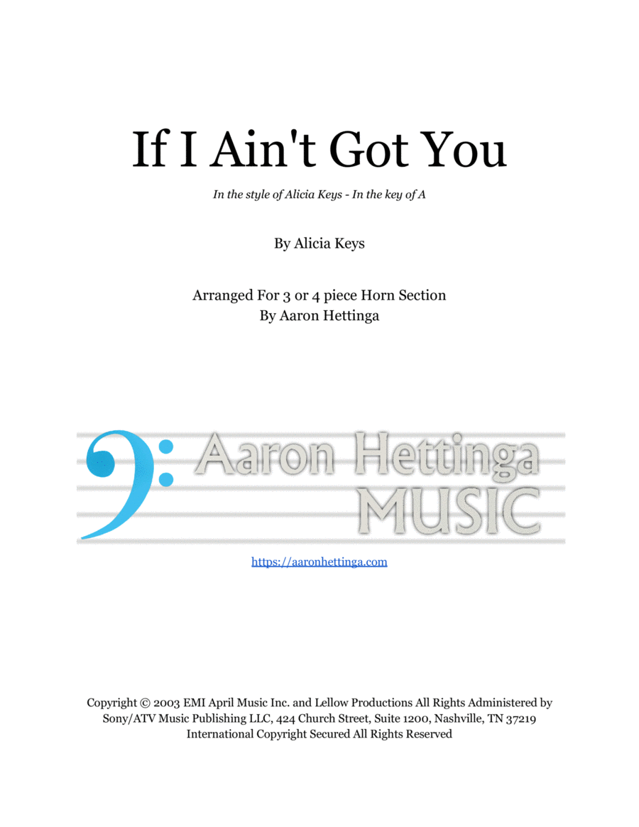 If I Ain't Got You Small Ensemble scores gallery preview page 1