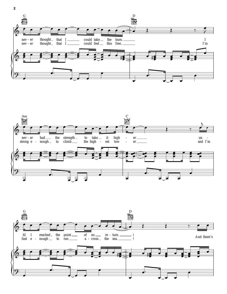 Never Say Never Piano, Vocal, Guitar scores gallery preview page 2