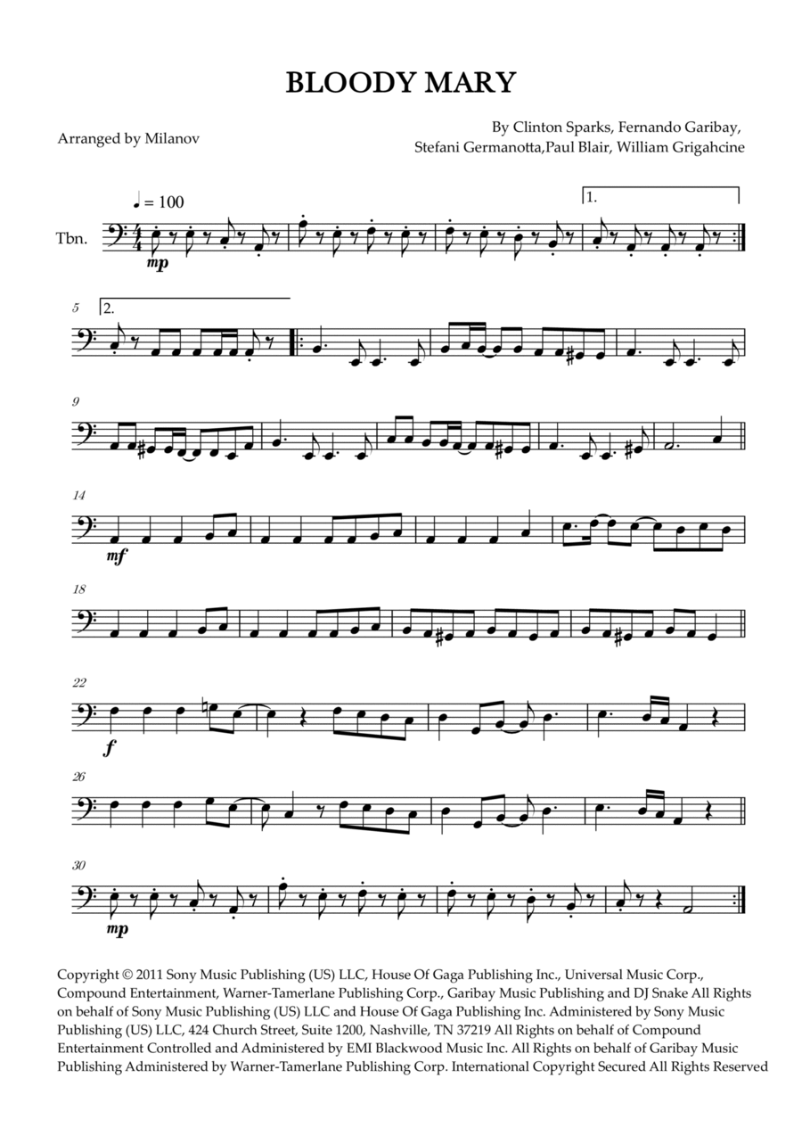 Bloody Mary Trombone Solo scores gallery preview page 1