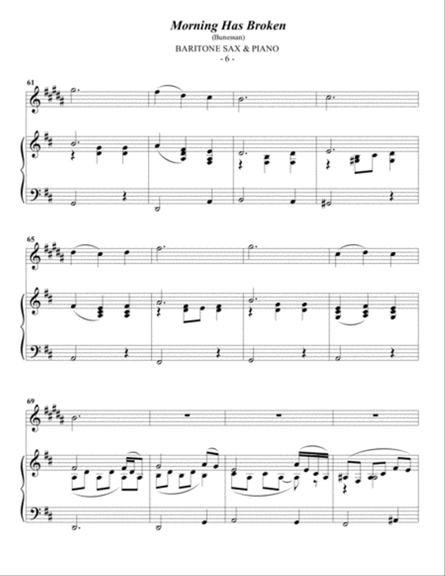 Morning Has Broken Baritone Saxophone scores gallery preview page 6