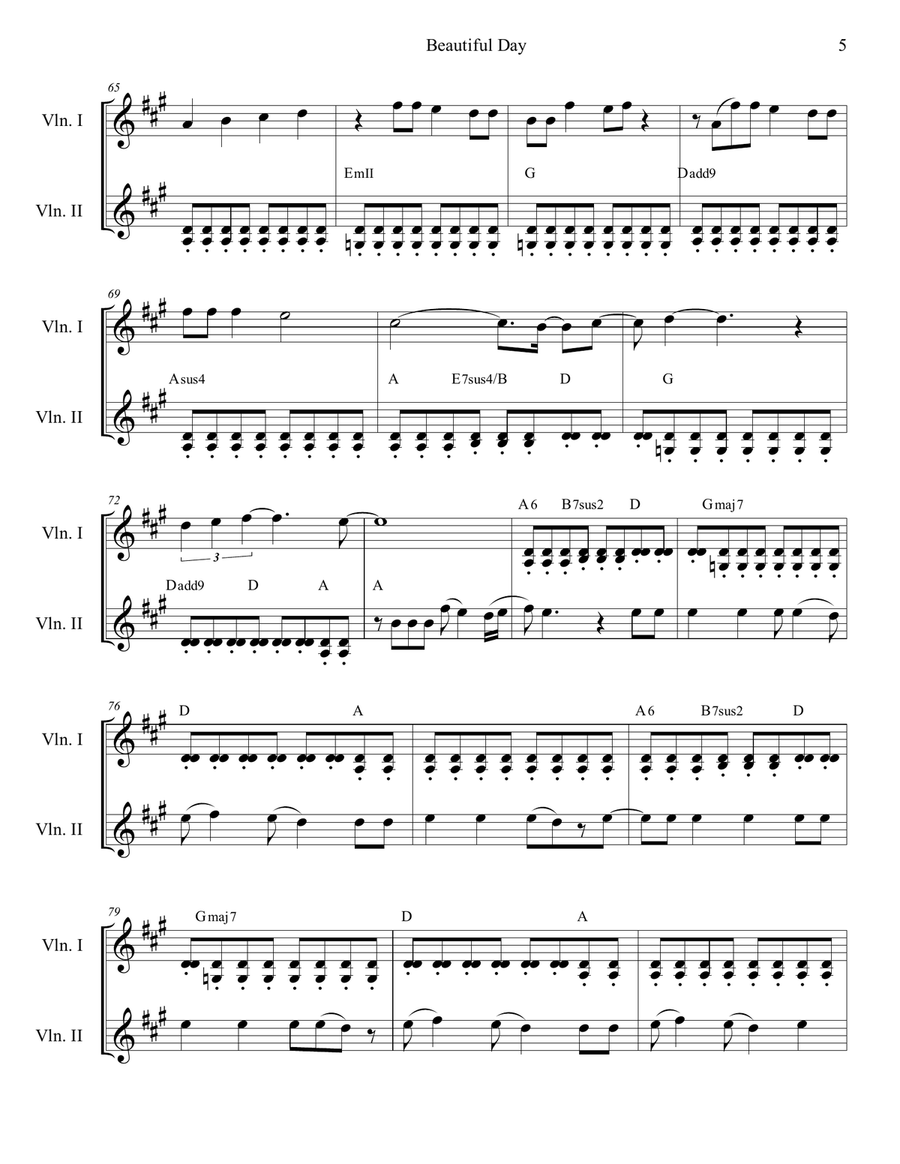Beautiful Day String Duet scores gallery preview page 5