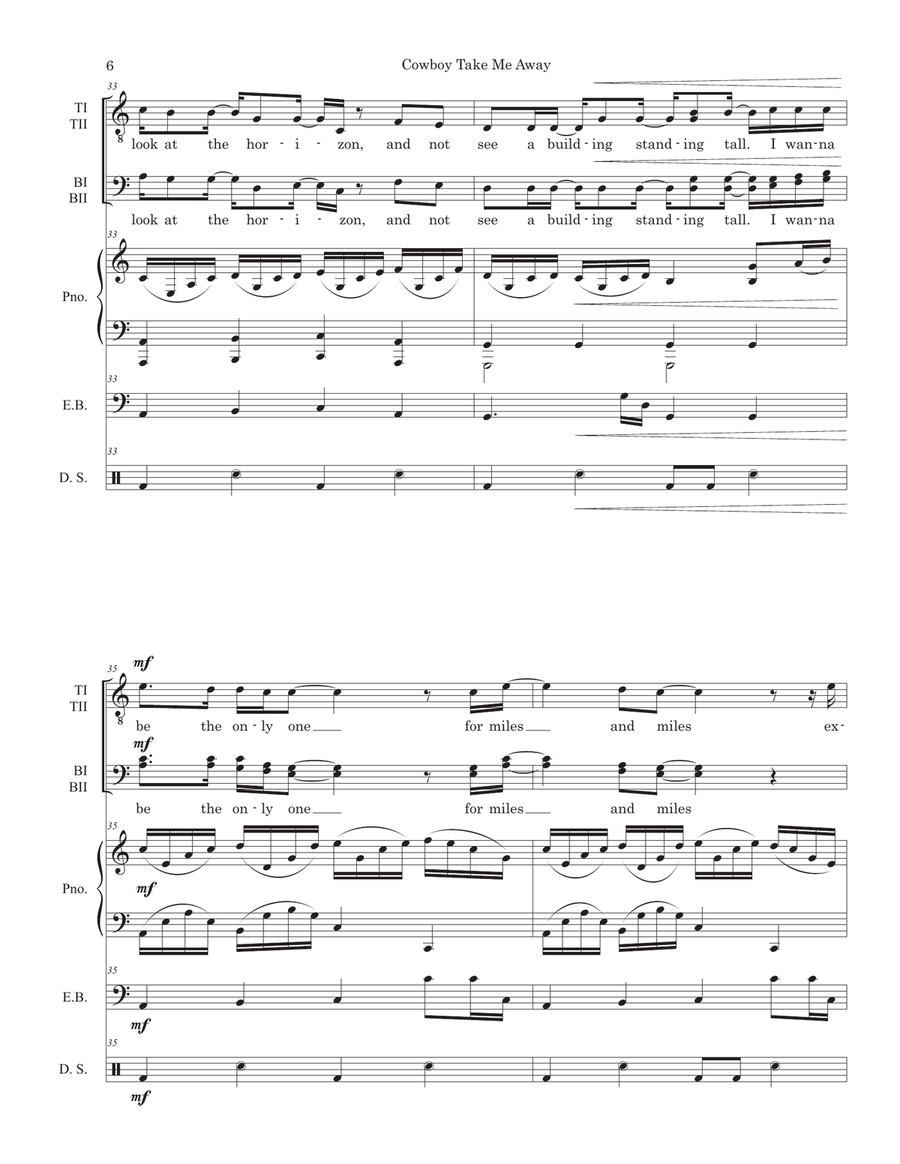 Cowboy Take Me Away TTBB scores gallery preview page 6