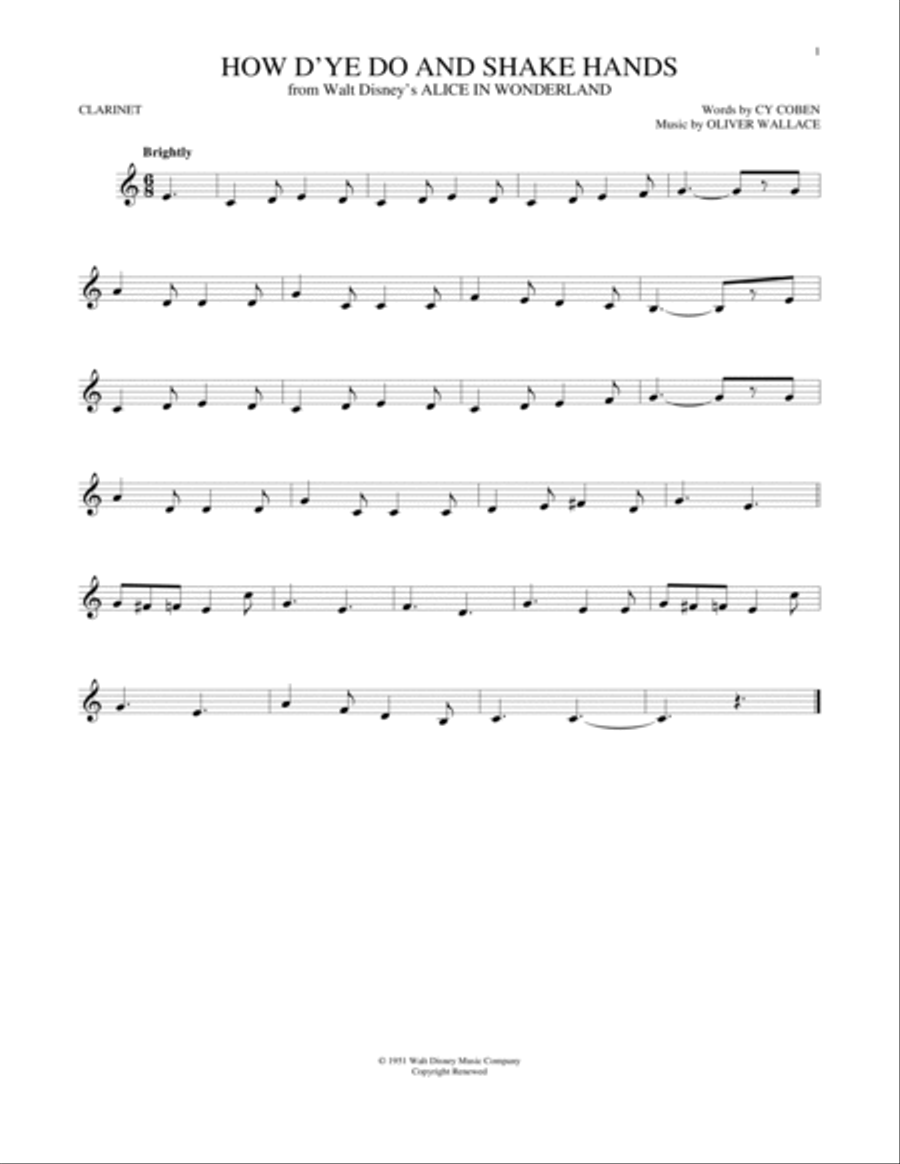 How D'ye Do And Shake Hands Clarinet Solo scores gallery preview page 1