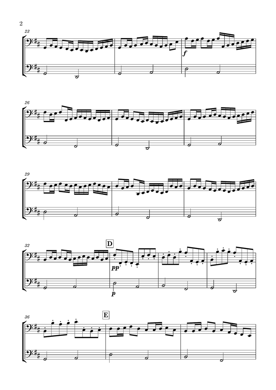 Canon in D for Trombone and Tuba Brass Duet scores gallery preview page 2