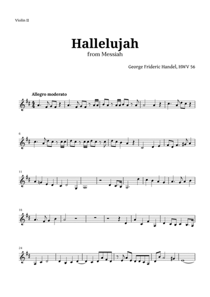 Hallelujah by Handel for String Quartet image number null