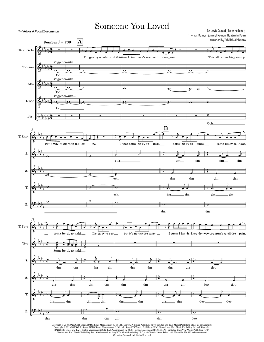 Someone You Loved 4-Part scores gallery preview page 1