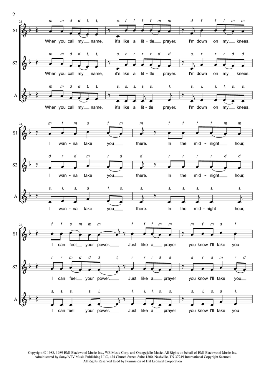 Like A Prayer SSA scores gallery preview page 2