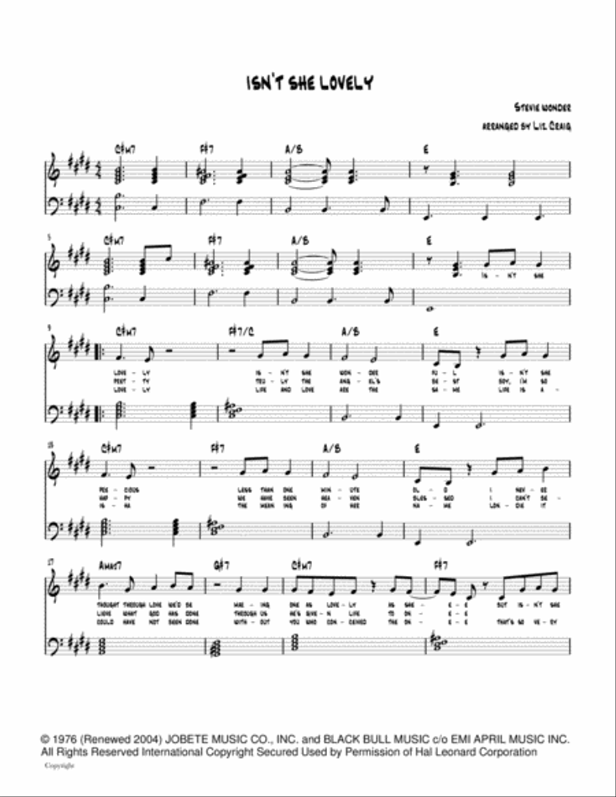 Isn't She Lovely Voice scores gallery preview page 1