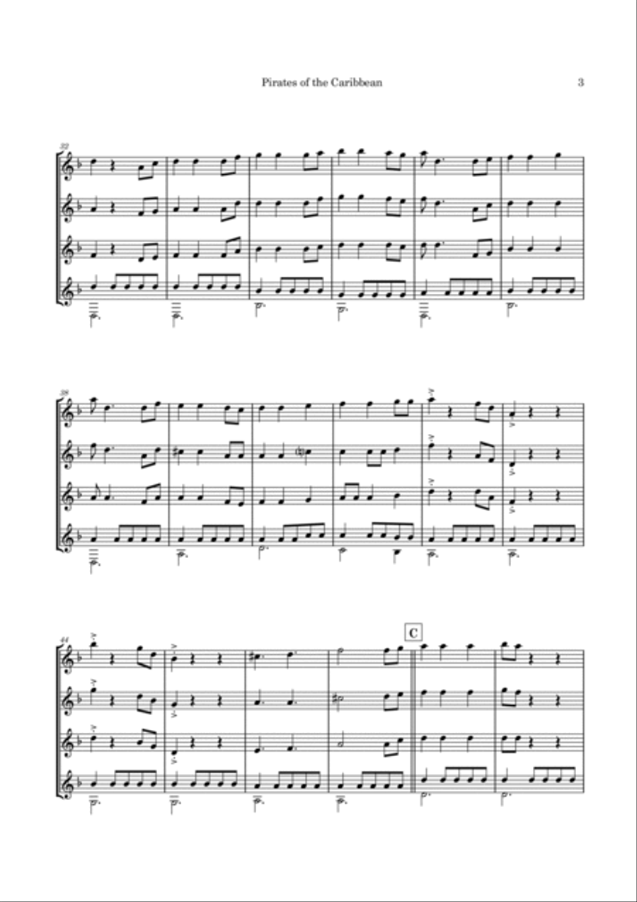 Pirates Of The Caribbean Guitar Ensemble scores gallery preview page 6