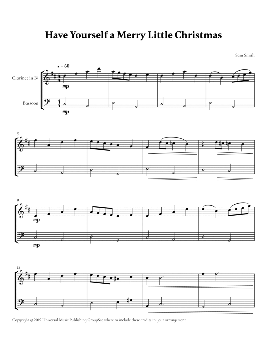 Have Yourself A Merry Little Christmas Score and Parts scores gallery preview page 1