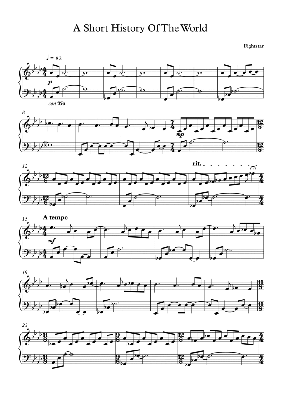 A Short History Of The World Piano Solo scores gallery preview page 1