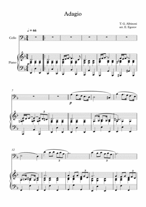Adagio (In G Minor), Tomaso Giovanni Albinoni, For Cello & Piano