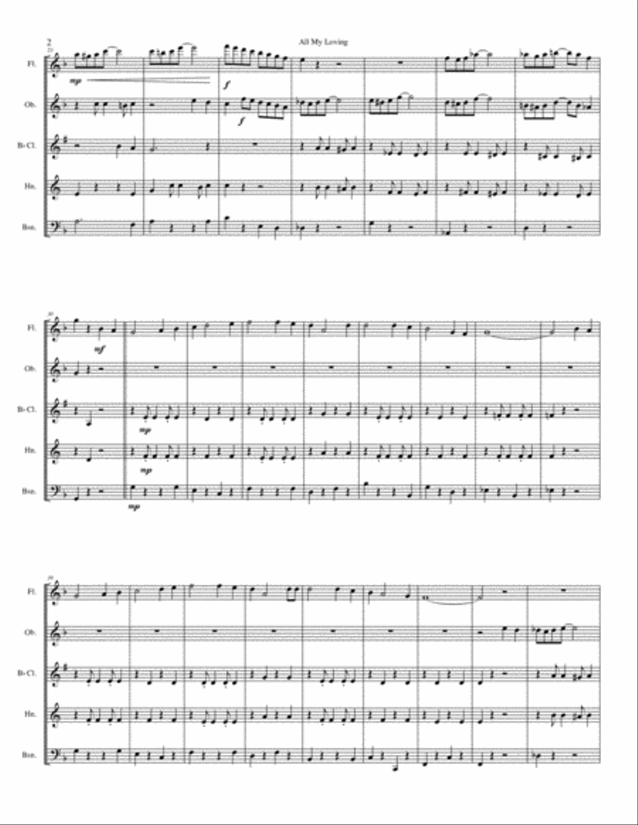 All My Loving Woodwind Quintet scores gallery preview page 2