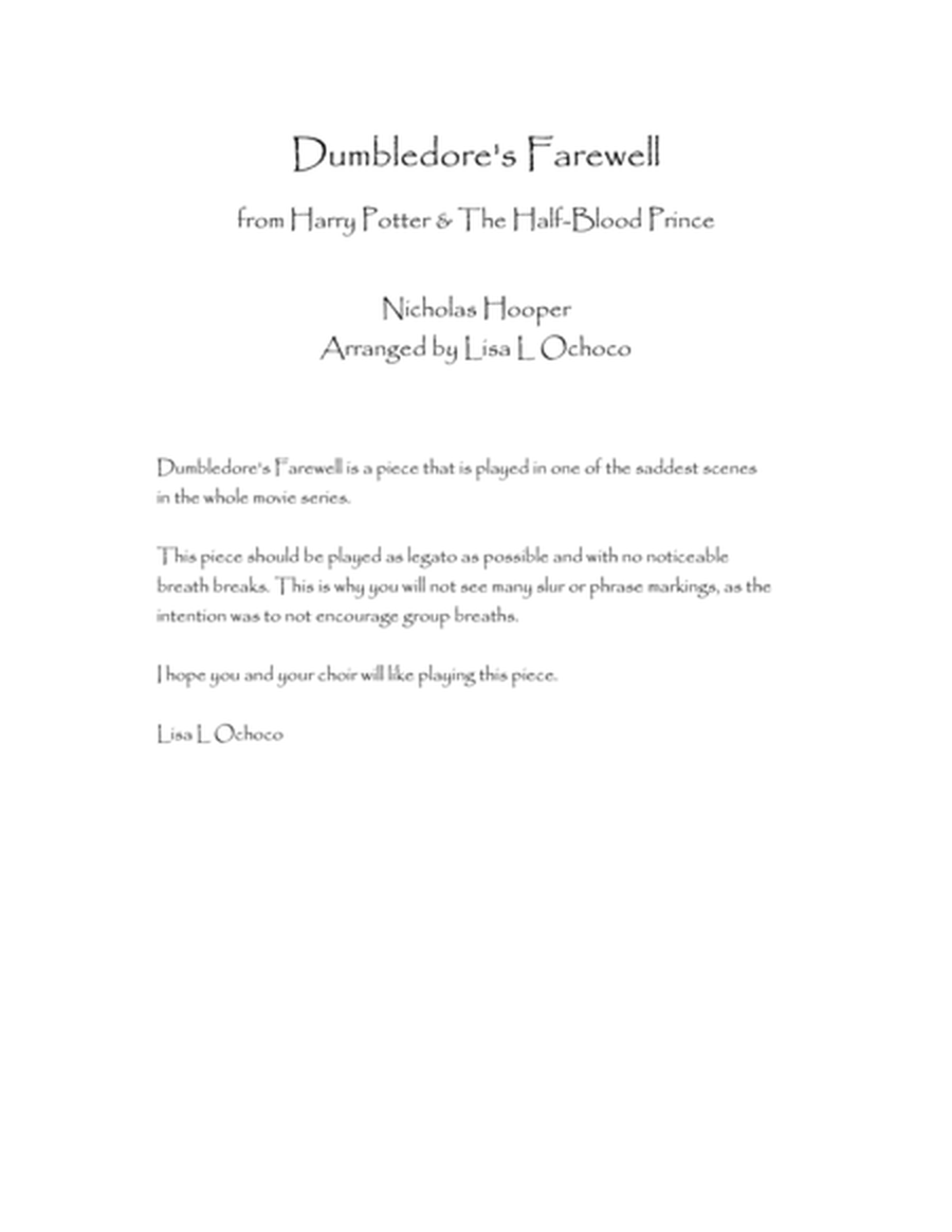 Dumbledore's Farewell from Harry Potter & The Half-Blood Prince for Clarinet Choir image number null