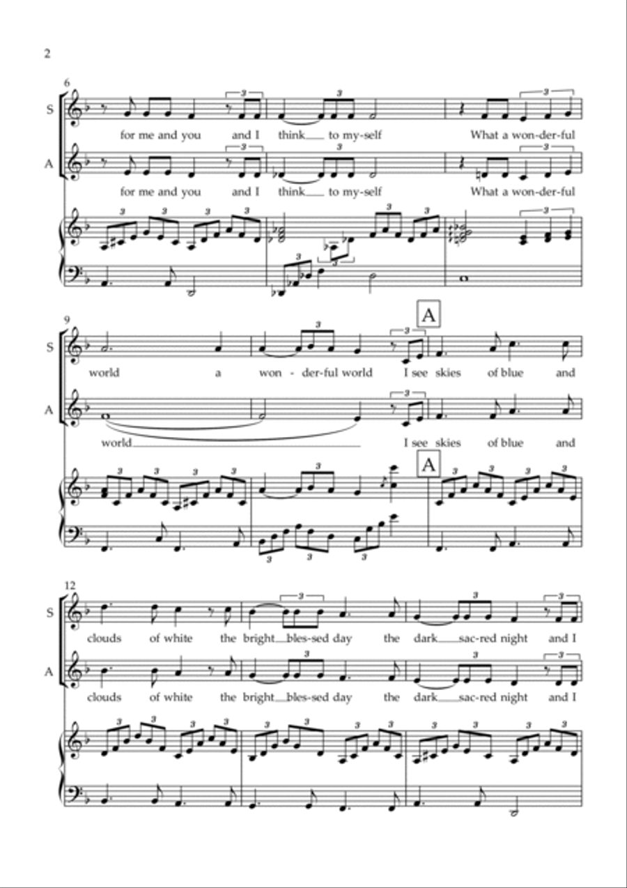 What A Wonderful World SSA scores gallery preview page 3