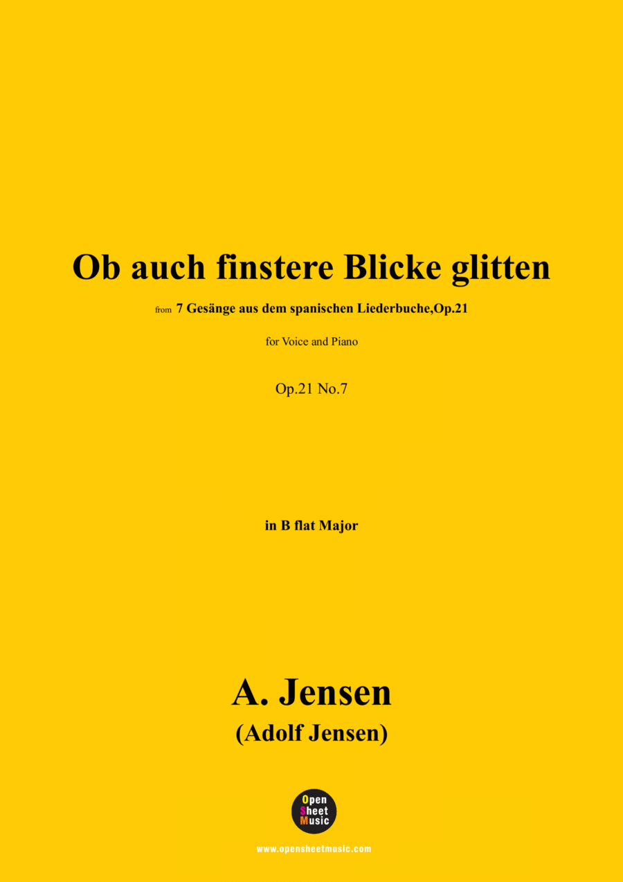 A. Jensen-Ob auch finstere Blicke glitten,in B flat Major,Op.21 No.7 Voice scores gallery preview page 1