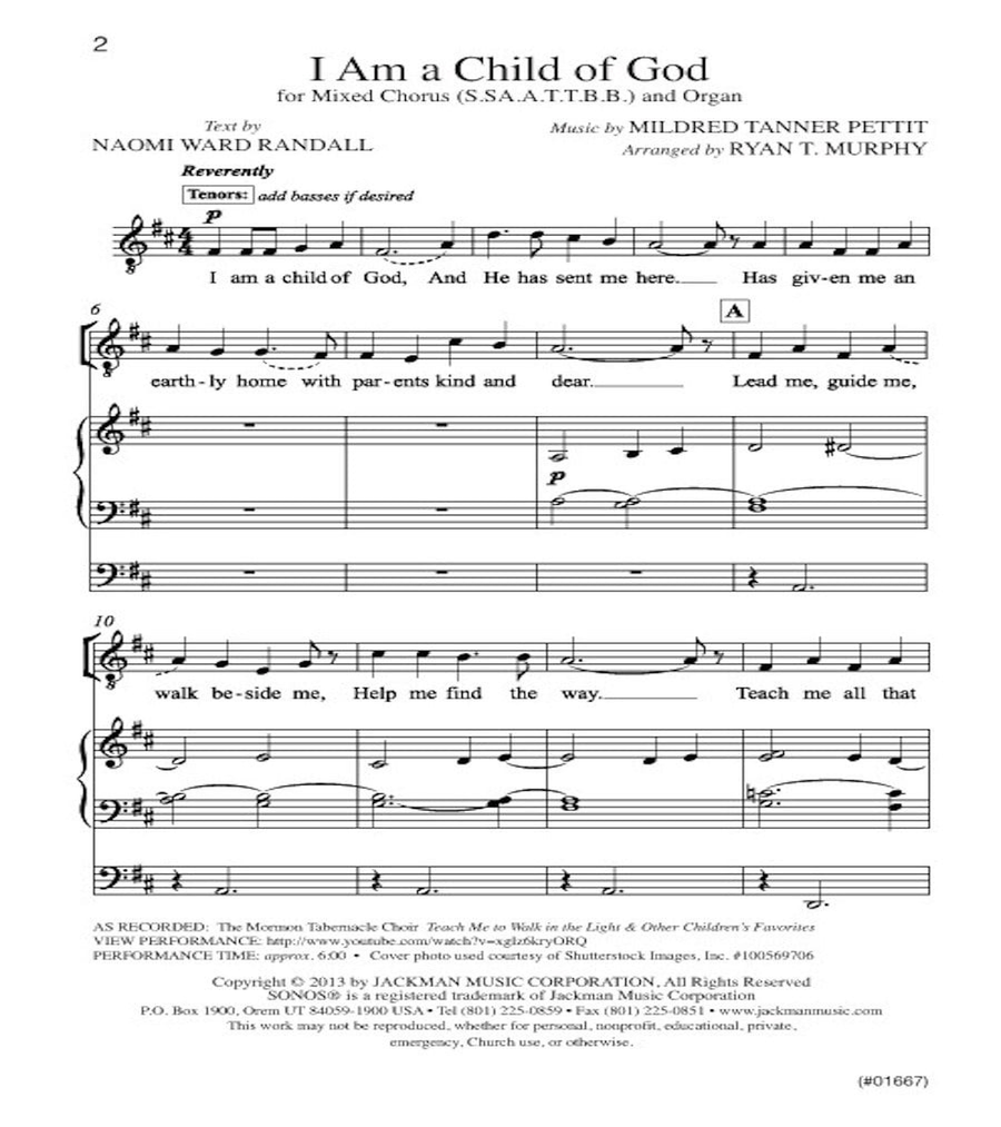 I Am a Child of God - SSAATTBB - Murphy I Am a Child of God - SSAATTBB - Murphy SSAATTBB scores gallery preview page 2