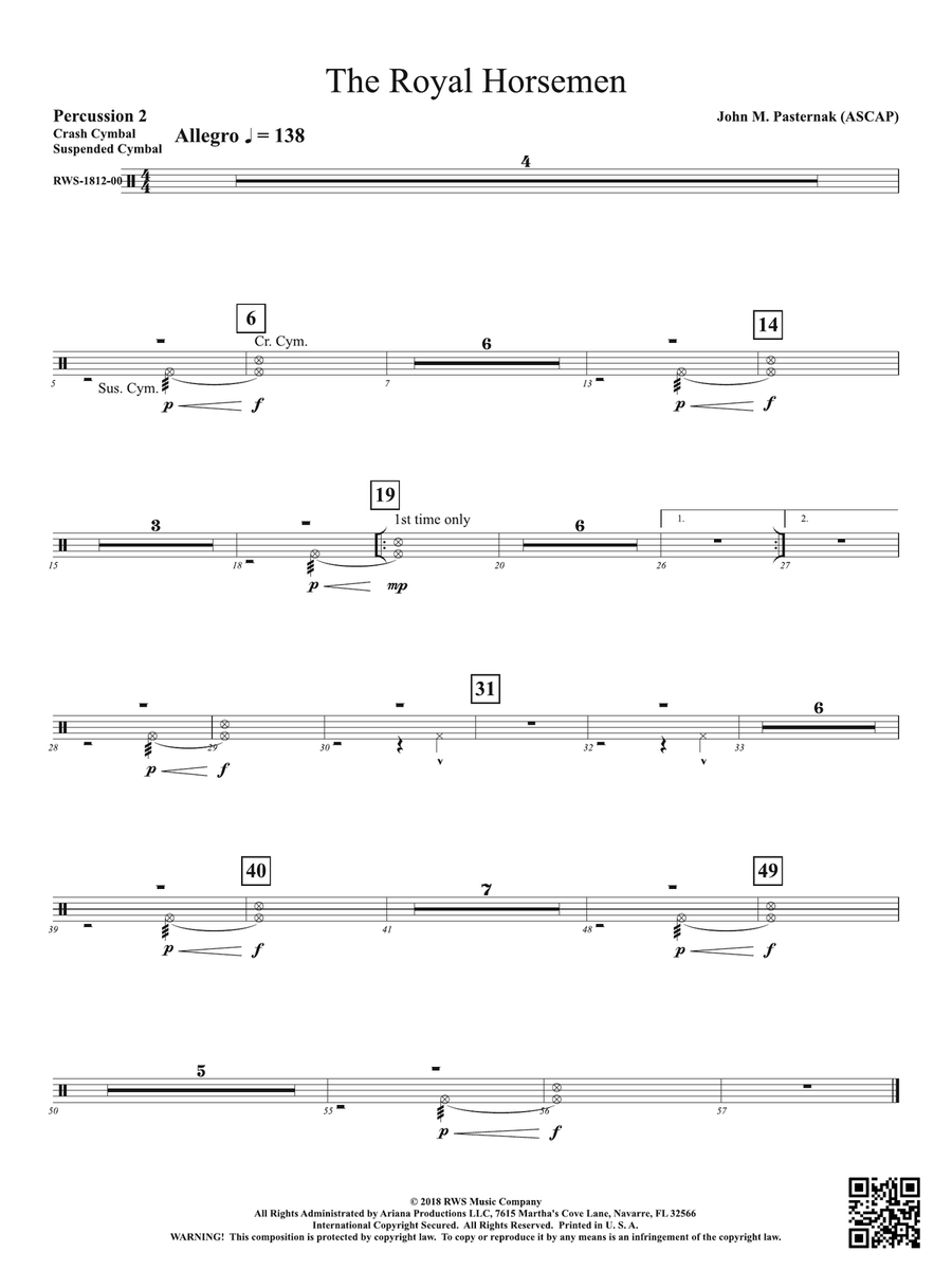 The Royal Horsemen: 2nd Percussion Percussion scores gallery preview page 1