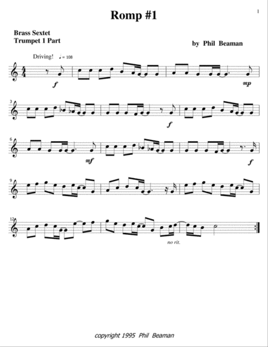 Romp #1-Brass Sextet Romp #1-Brass Sextet Brass Ensemble scores gallery preview page 6