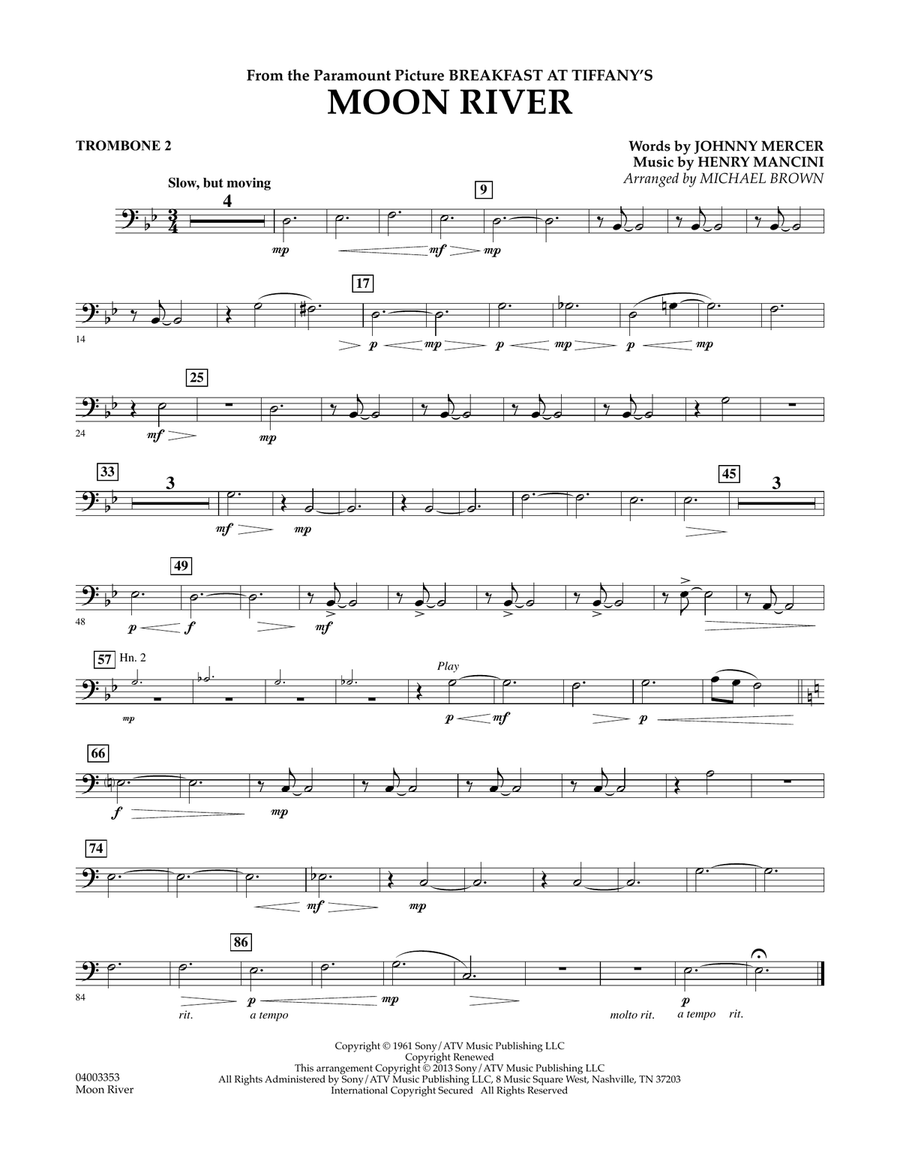 Moon River - Trombone 2 Moon River - Trombone 2 Concert Band scores gallery preview page 1
